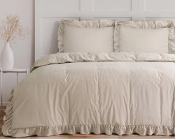 Elegantna bež posteljina s volanima 240x200/220 RufflesWhite