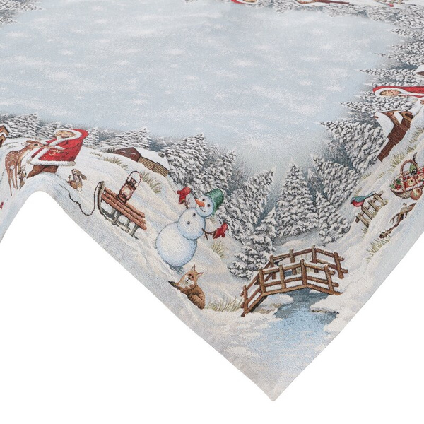 Božićni tapiserijski stolnjak 100x100 cm ukrašen božićnim motivom