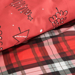 Božićni set posteljine 140x200 s motivom kariranog šara i slatkim božićnim drvcima Scarlet
