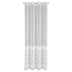 Bijela mrežasta zavjesa ukrašena cvijećem i malim 3D perlicama,, 140x250 cm, rupice - JASMIN 2 Eva Minge