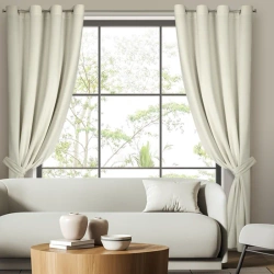 Zavjesa s vezicom za pričvršćivanje od glatkog baršuna 140x270 Antara krem boja