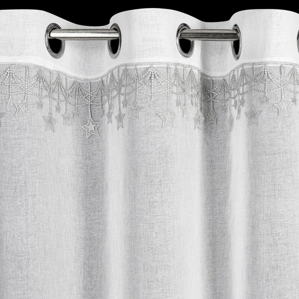 Božićna zavjesa od gaze ukrašena aplikacijom s motivom zvijezde, 140x250 cm - XMAS