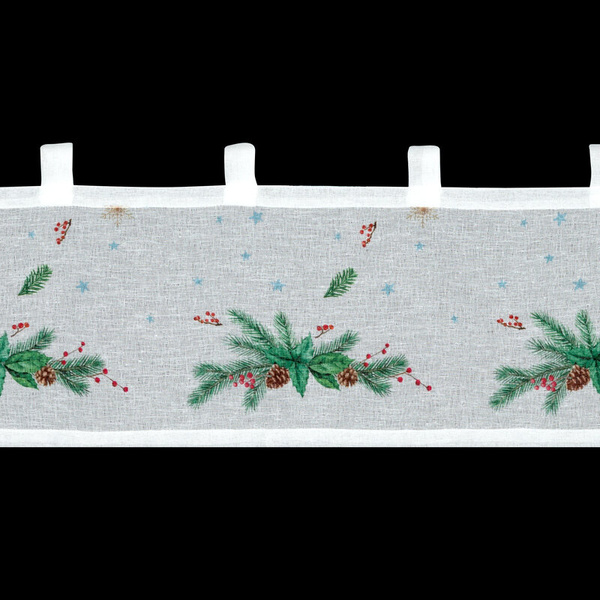 Bijelo-zelena kuhinjska zavjesa od gaze s božićnim printom, 150x30 cm - Xmas 4