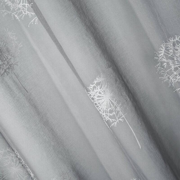 Siva zavjesa s motivom maslačka, izrađena tehnikom reljefnog tiska, 140x250 cm - SABINE