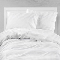Satenska navlaka za poplun 140x200 damast pruga 1cm bijela 150g/m2 EXCLUSIV za apartmane