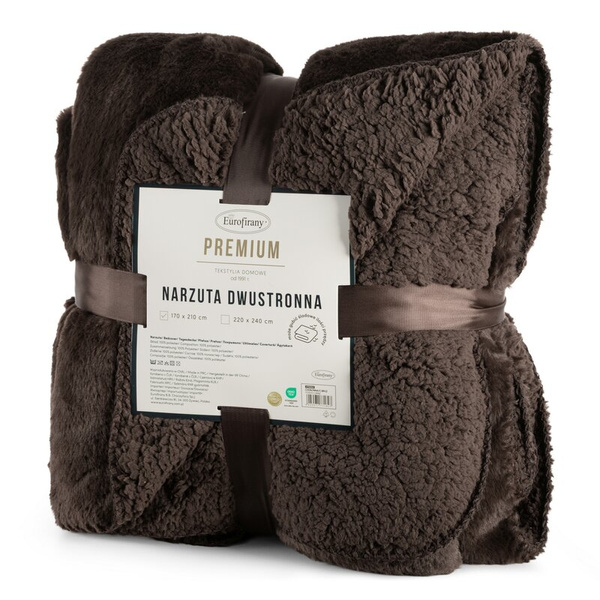 Zimska deka 170x210 cm, dvostrani prekrivač od ugodnog krzna i tkanine s uzorkom janjeće kože, NINA Premium