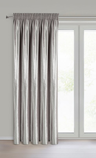 Srebrna zavjesa od sjajnog baršuna 140x270 cm traka - CAMERON