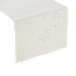 Trkač za stol krem božićni stolnjak sa aplikacijom srebrnih cirkona 40x180 Judith
