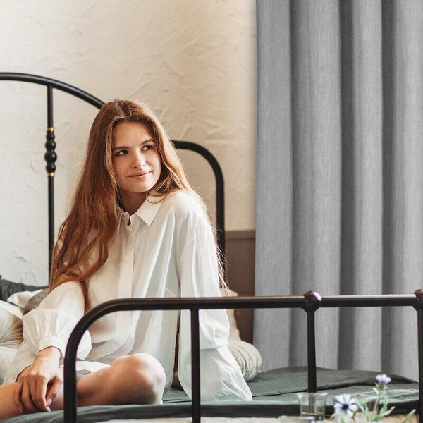 Zavjesa od tkanine s lanom u eko stilu 140x300 trakastaJudita