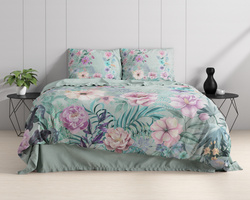 Pamučna posteljina 240x220 sa prekrasnim printom cvijeća, 100% pamuk