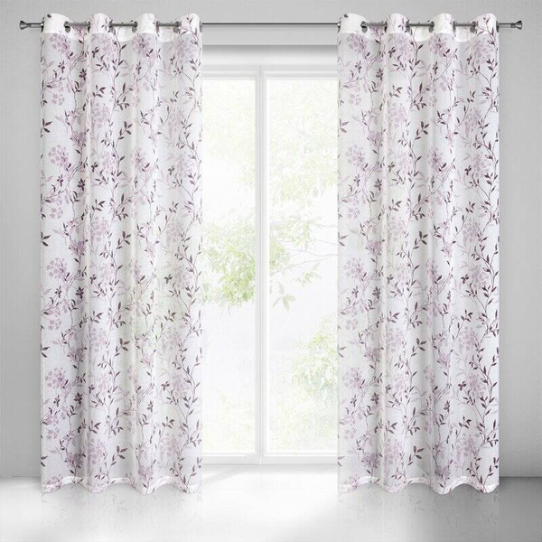 Poluprozirna zavjesa 140x250 od svijetlog mat etamina sa printom cvijeća 140x250 cm Fiona