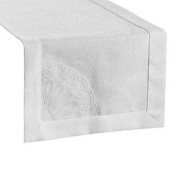 PREMIUM nadstolnjak 40x140 ukrašen rubom i vezenom čipkom ELEN 