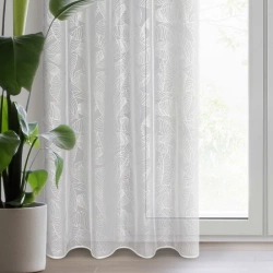 Zavjesa izrađena od tkanine s finom mrežastom strukturom i srebrnim tiskom lišća 140x260 Leila