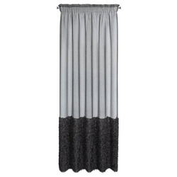 Crna zavjesa s krznenom aplikacijom na traci 140x270 Marion