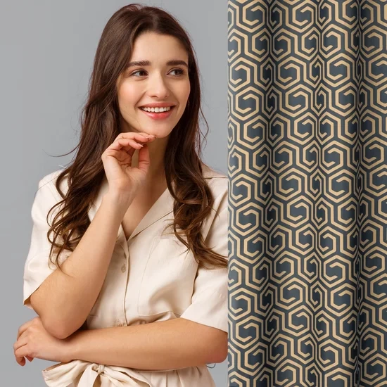 Zavjesa od oxford tkanine sa geometrijskim motivom  140x250 Juliet