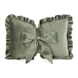 Baršunasti jastuk s punjenjem u obliku mašne 55x35 cm, obrubljen volanima,