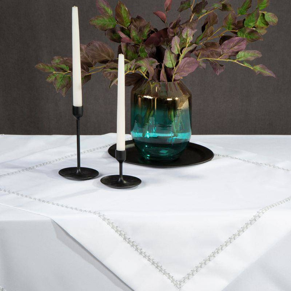 Set od 4 komada bijelih podmetača za stol s ukrasnom obrubom i srebrnim obrubom30x40 Elima