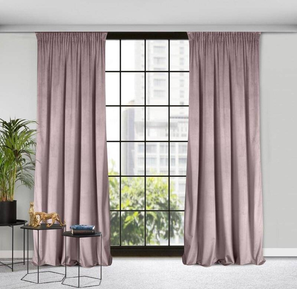 Zavjesa od jednobojnog mekog baršuna trakasta 140x270 cm ružičasta ROSA  