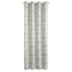 Zavjesa s prirodnim tkanjem i dodatkom lana, prirodne boje s botaničkim uzorkom ukrašenim zlatnim detaljima, 140x250 rupice - LUCINA 2