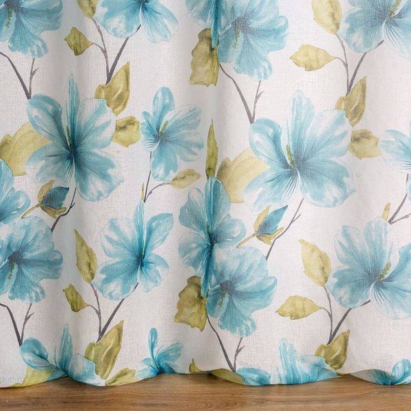 Zavjesa od svijetlog etamina sa printom cvijeća, poluprozirna 140x250 Sofia