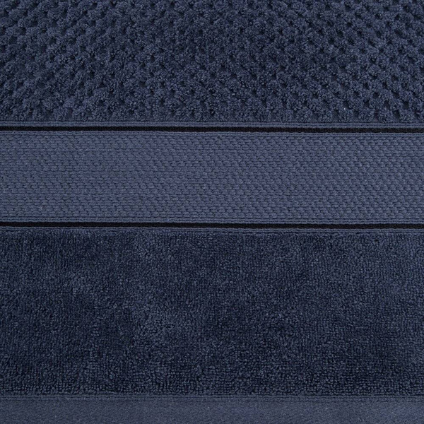 Pahuljasti ručnik s reljefnim karo uzorkom i rubom od velura 500 g/m2 Jessi (08) 50 X 90 cm plavi