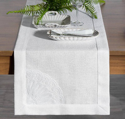 PREMIUM nadstolnjak 40x140 ukrašen rubom i vezenom čipkom ELEN 