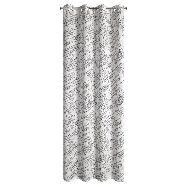 Zavjesa od tkanine s dodatkom lana, ukrašena printom, 140x250 cm,