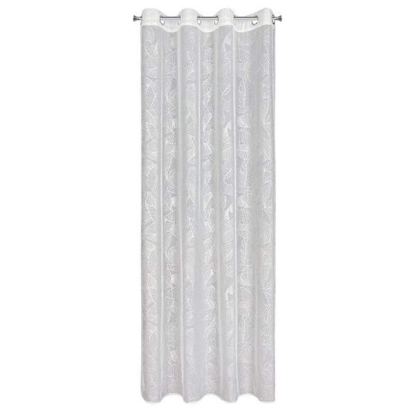 Zavjesa izrađena od tkanine s finom mrežastom strukturom i srebrnim tiskom lišća 140x260 Leila