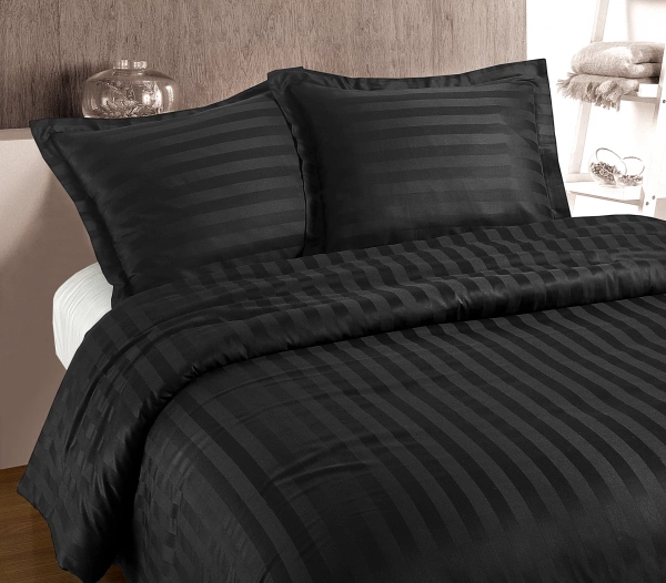 Elegantna debela posteljina od pamučnog satena 200x200/260 s hotelskim prugama  Hotel stripe Wit