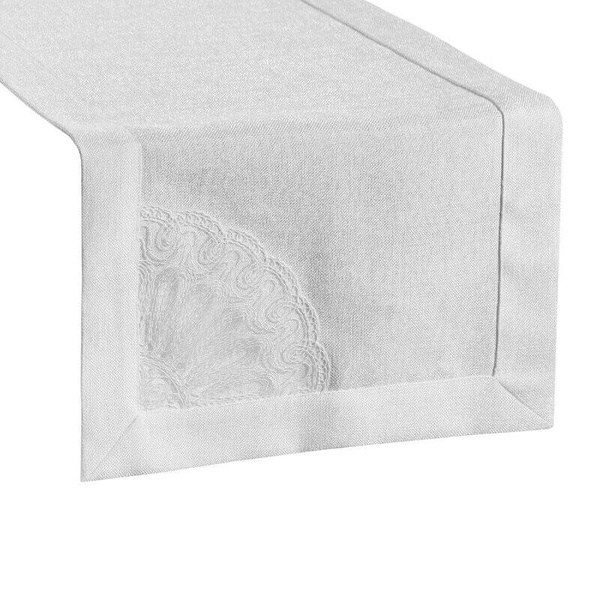 PREMIUM nadstolnjak 40x140 ukrašen rubom i vezenom čipkom ELEN 