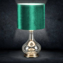 Stolna lampa staklena sa zelenim abažurom od sjajnog baršuna 32x32x61 KIM