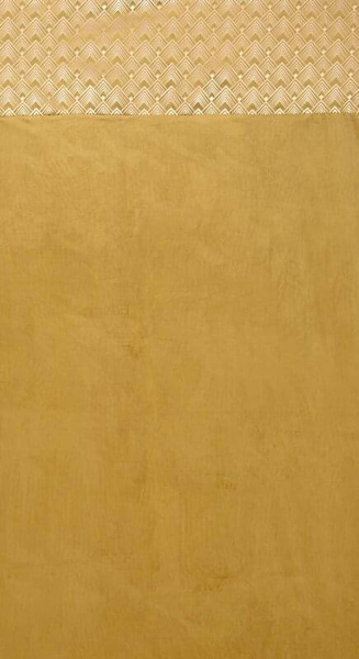 Baršunasta zavjesa s ukrasnom trakom i svijetlozlatnim geometrijskim printom na gornjem dijelu 140x250 Elen