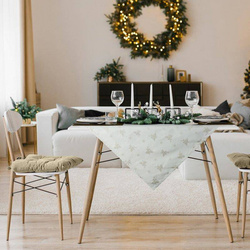 Trkač za stol božićni bijeli stolnjak od žakard tkanine sa motivom srebrnih anđela 40x140 Flash 33