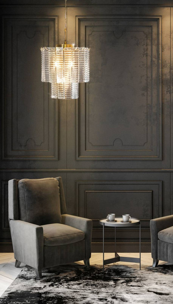 Lampa DALIA s pravokutnim staklenim privjescimana 42x50 zlata