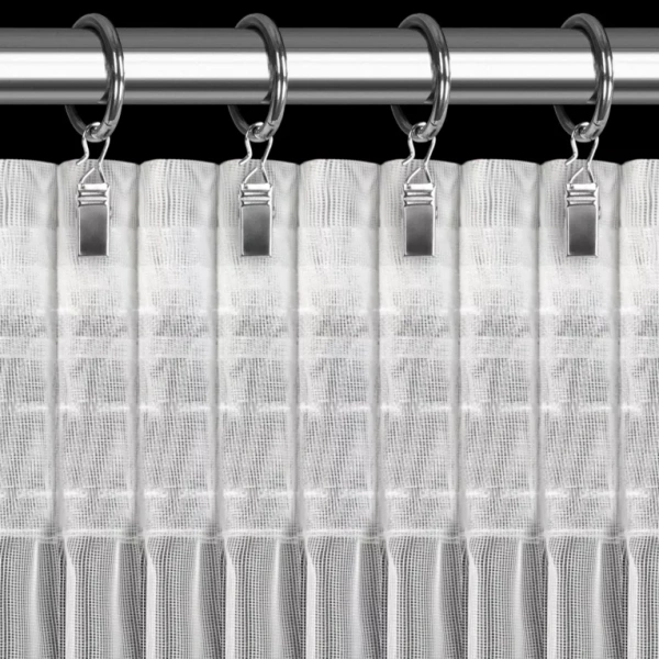 Set od 2 bijele zavjese od fine mreže ukrašene suptilnim vezom, 140x270 cm - LETI