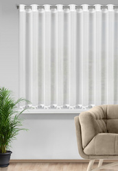 Bijela šifonska zavjesa ukrašena izvezenom aplikacijom, 400x140 cm, LILI