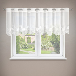 Kratka bijela zavjesa od fine mreže ukrašena suptilnim vezom, 350x70 cm - LETI