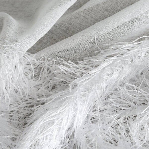 Zavjesa 140x250 od gaze ukrašena moher koncem MARGARET 2 