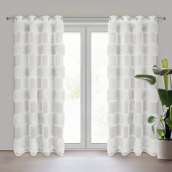 Zavjesa 140x250 od gaze ukrašena moher koncem Margaret 3