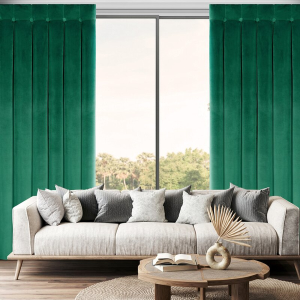 Baršunasta zavjesa ukrašena dubokim naborima i gumbima 85x250 cm (dimenzije zavjese dane nakon sklapanja) zavjesa s tregerima - ALITA