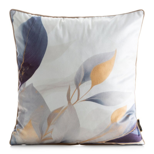 Baršunasta jastučnica 45x45 ukrašena biljnim printom i ukrasnim rubom VELVET