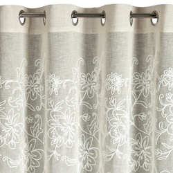 Zavjesa od tkanine prirodnog izgleda ukrašena šenil vezom, 140x250 cm - LILY