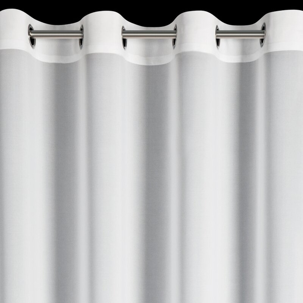 Bijela šifonska zavjesa ukrašena 3D aplikacijom ruže, 140x250 cm, s ušicama - ROSES - Eva Minge