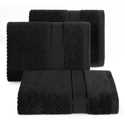Pahuljasti ručnik s reljefnim karo uzorkom i rubom od velura 500 g/m2 Jessi (06) 50 X 90 cm crni