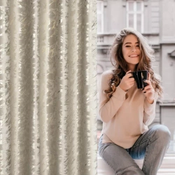 Tamno bež, zlatna zavjesa sa sjajnim printom od baršunaste tkanine 140x250  DORIS 