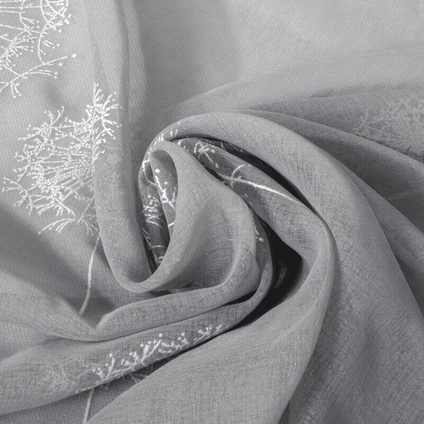 Siva zavjesa s motivom maslačka, izrađena tehnikom reljefnog tiska, 140x250 cm - SABINE