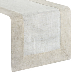 Trkač za stol prirodni stolnjak s bež ukrasnim volanom s porubom 40x140 s dodatkom lana Natura 10