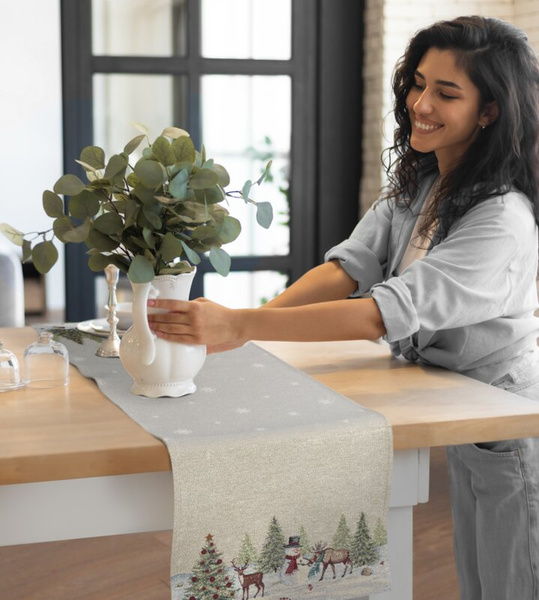 Tapiserijski nadstolnjak 40x100 cm ukrašen božićnim motivom