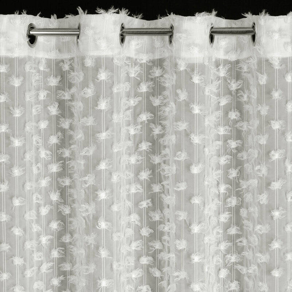 EVA MINGE gotova zavjesa 135x250 od šifonske tkanine ukrašena pomponima s dodatkom sjajnog konca AURELIA 