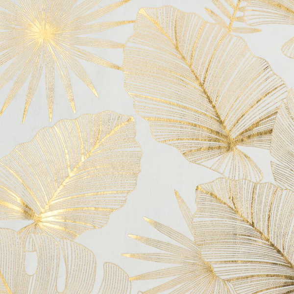 Krem i zlatna tkana zavjesa ukrašena sjajnim egzotičnim motivom lišća, 140x250 cm, zlatne ušice - ZARIA